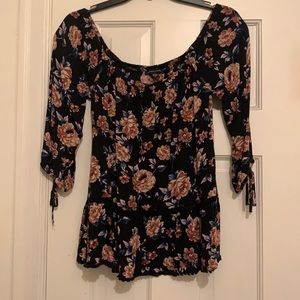 Floral American Eagle off the shoulder top